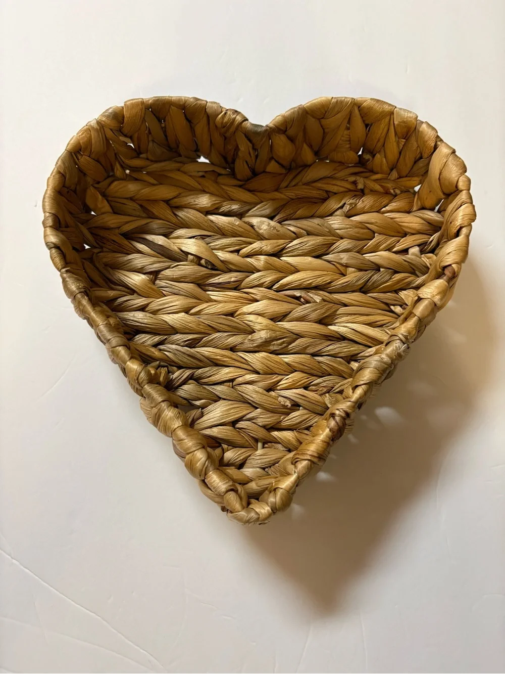 Handwoven Heart-Shaped Decorative Basket - Natural Tan